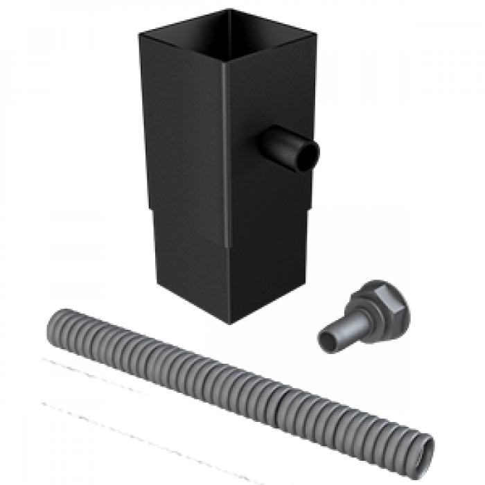 Aluminium Downpipe-Square Rad Edge Flushjoint Water Butt Deflector Kit