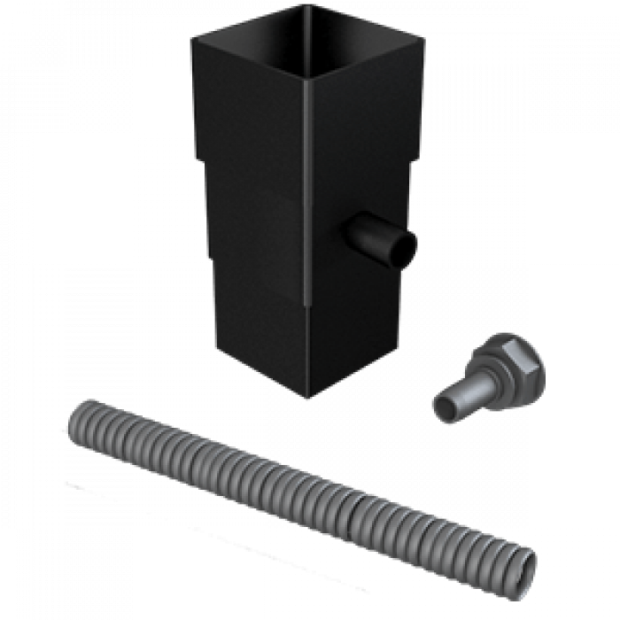 Aluminium Downpipe-Square Rad Edge Water Butt Deflector Kit