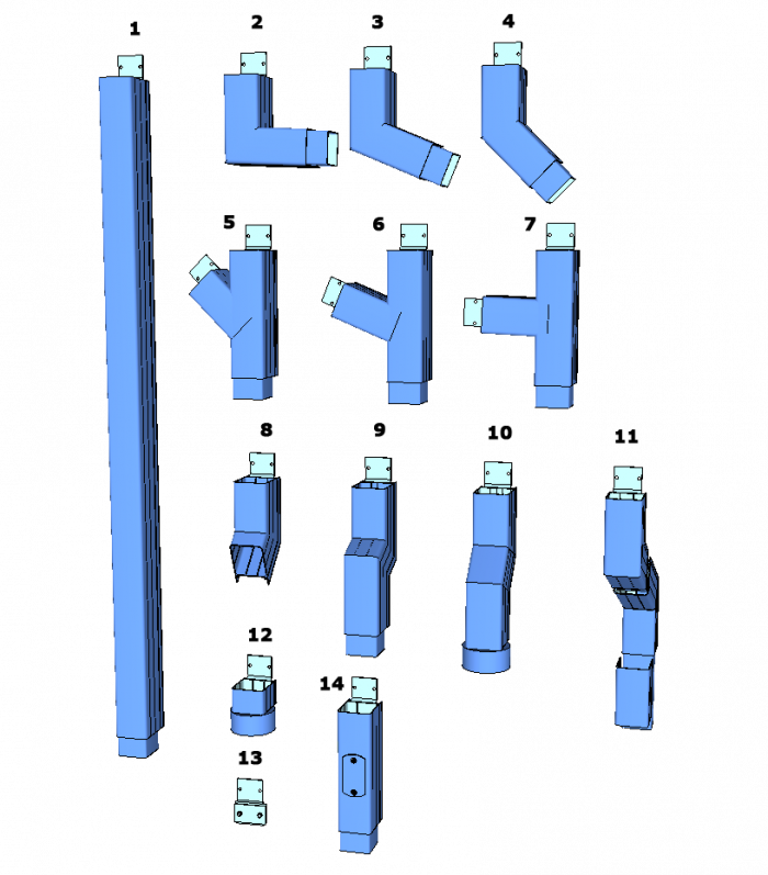Colonnade aluminium square security rainwater pipes layout