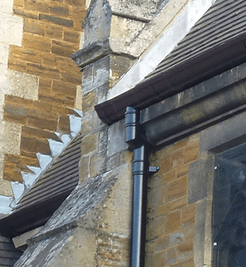 ARP Ltd Metal Guttering at St Mary's Church, Kettering - ARP Legacy Gutters and Colonnade Rainwater Pipes
